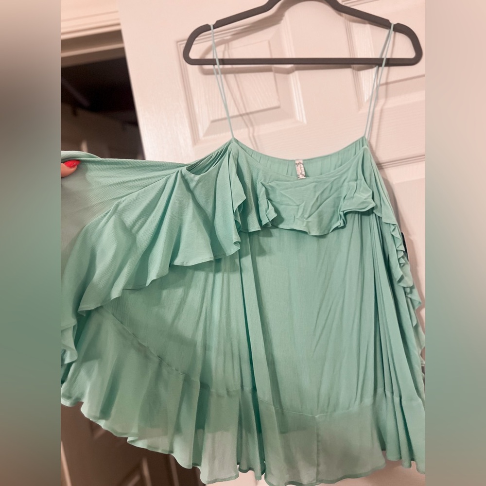 Free People Mint Green Ruffle Tank Top - Picture 3 of 4